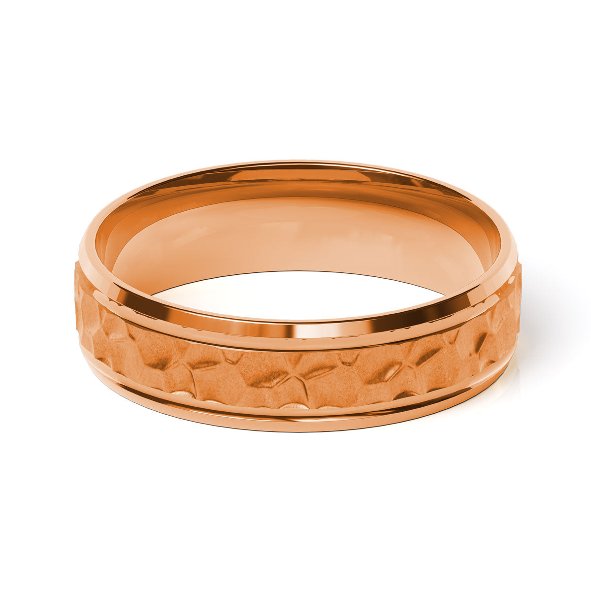 Comfort Fit 6MM Carved Wedding Band with Hammered Inlay