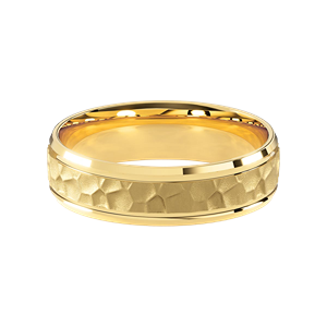 Comfort Fit 6MM Men's Wedding Ring with Hammered Inlay