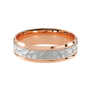 Comfort Fit 6MM Men's Wedding Ring with Hammered Inlay