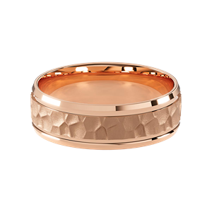 Comfort Fit 7MM Men's Wedding Ring with Hammered Inlay
