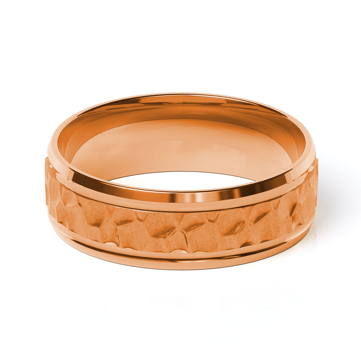Comfort Fit 7MM Carved Wedding Band with Hammered Inlay