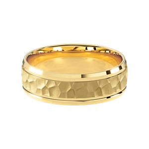 Comfort Fit 7MM Men's Wedding Ring with Hammered Inlay