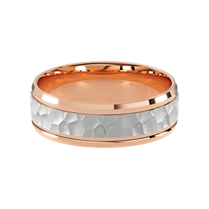 Comfort Fit 7MM Men's Wedding Ring with Hammered Inlay