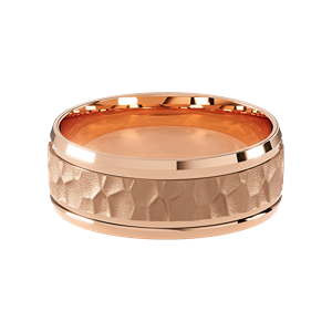 Comfort Fit 8MM Men's Wedding Ring with Hammered Inlay