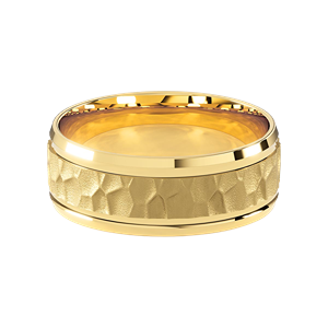 Comfort Fit 8MM Men's Wedding Ring with Hammered Inlay