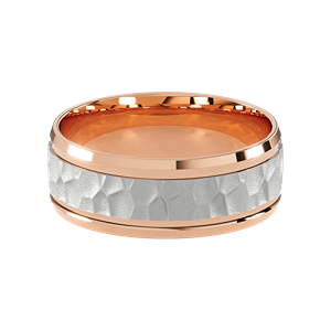 Comfort Fit 8MM Men's Wedding Ring with Hammered Inlay