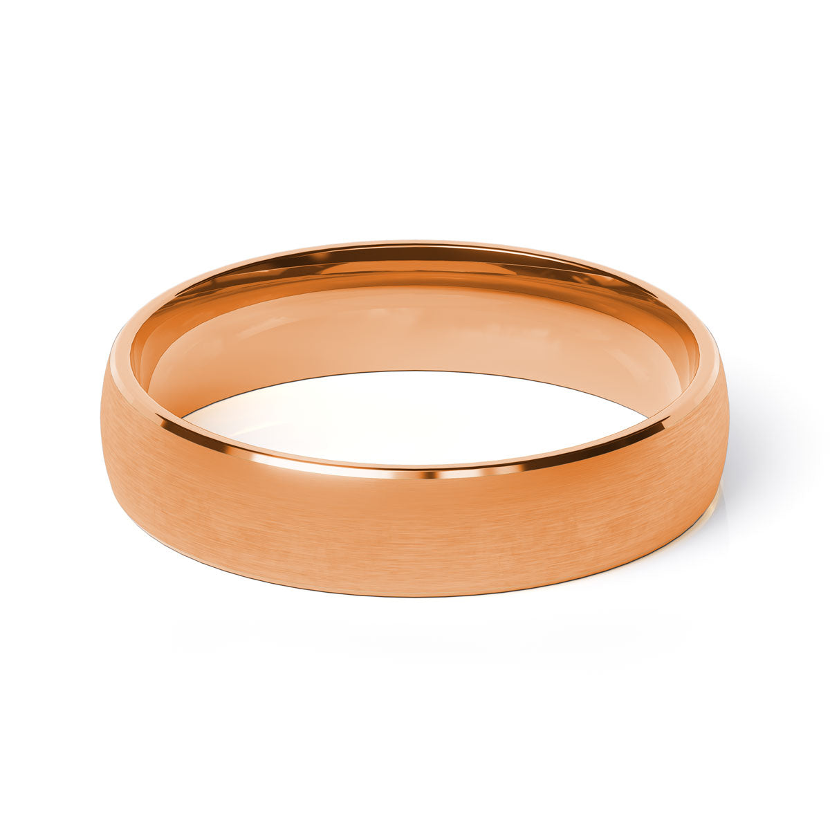 Comfort Fit 5MM Carved Wedding Band with Wide Satin Inlay
