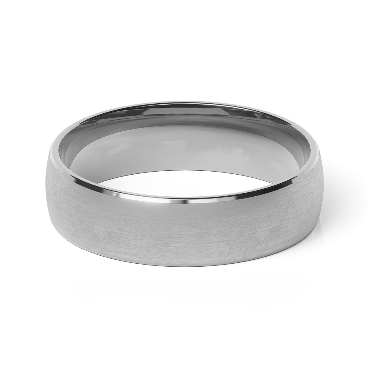 Comfort Fit 6MM Carved Wedding Band with Wide Satin Inlay