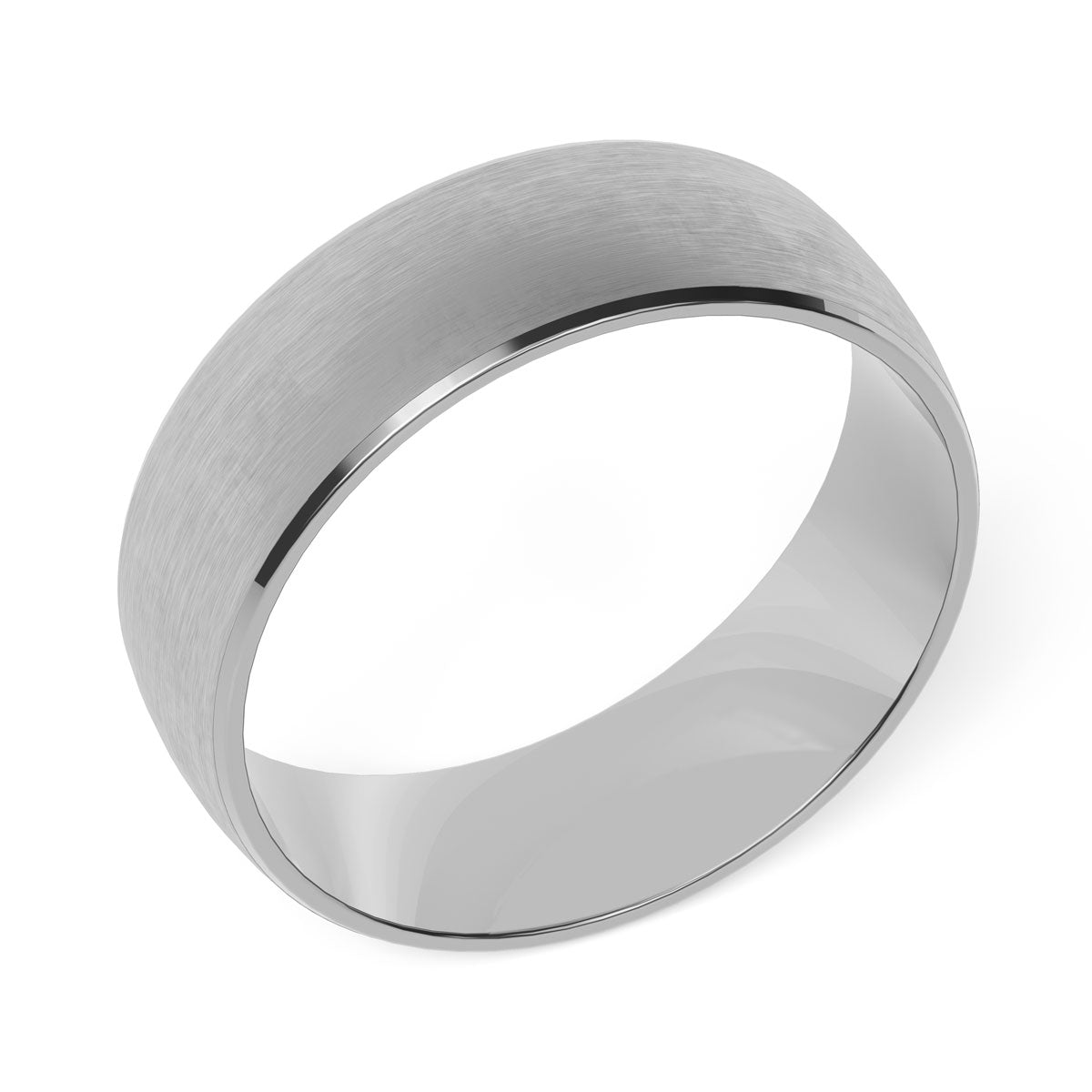 Comfort Fit 7MM Carved Wedding Band with Wide Satin Inlay