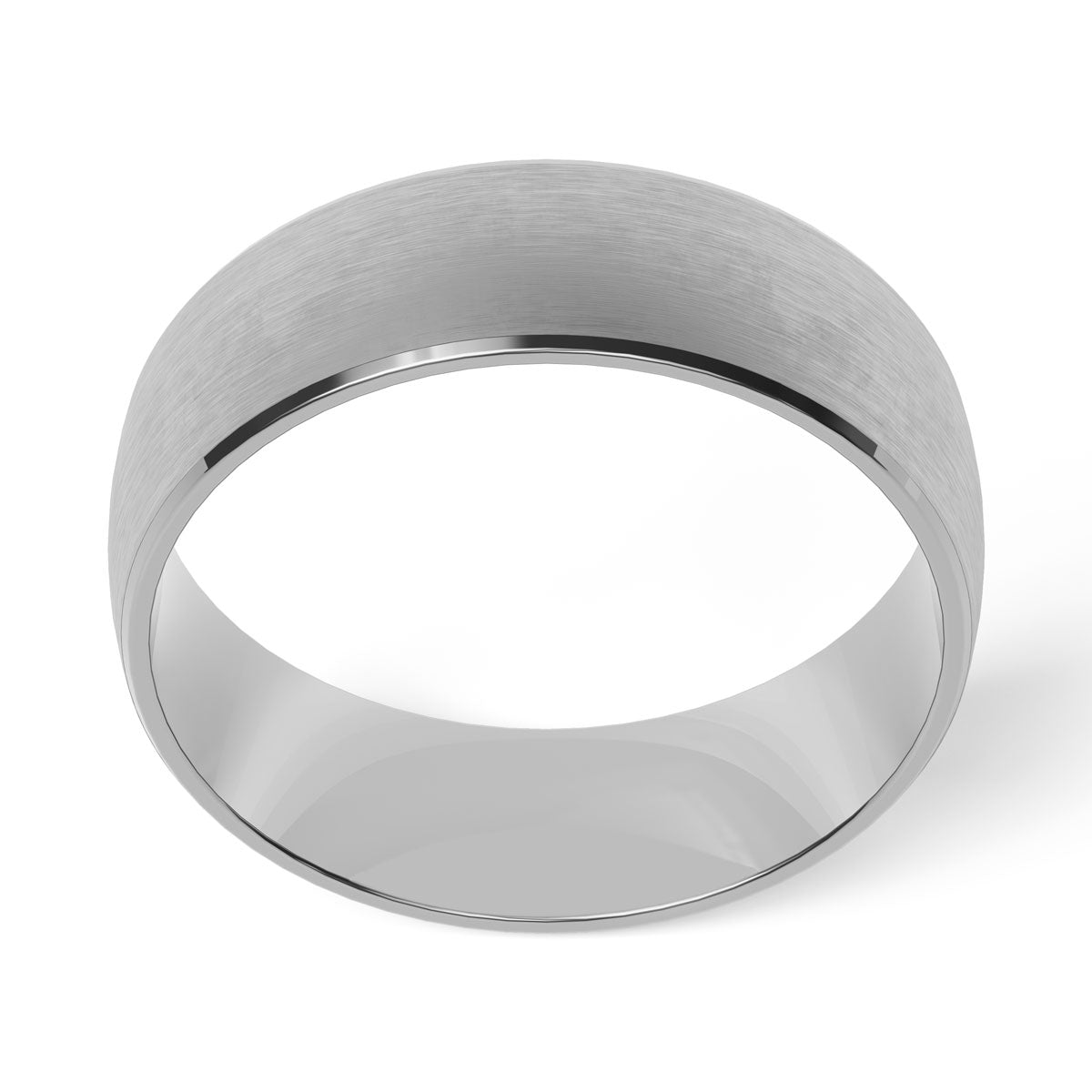 Comfort Fit 7MM Carved Wedding Band with Wide Satin Inlay