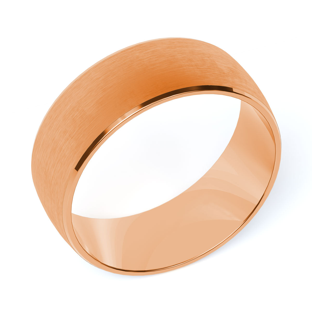 Comfort Fit 8MM Carved Wedding Band with Wide Satin Inlay