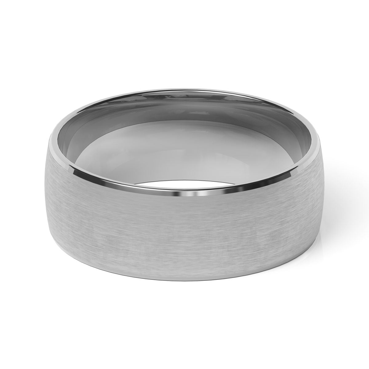 Comfort Fit 8MM Carved Wedding Band with Wide Satin Inlay