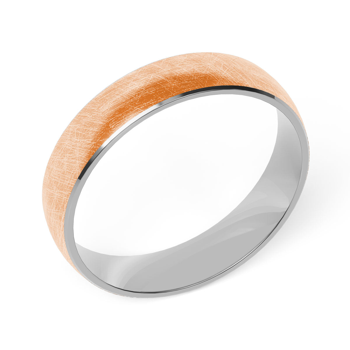 Comfort Fit 5MM Carved Wedding Band with Wide Scratched Inlay