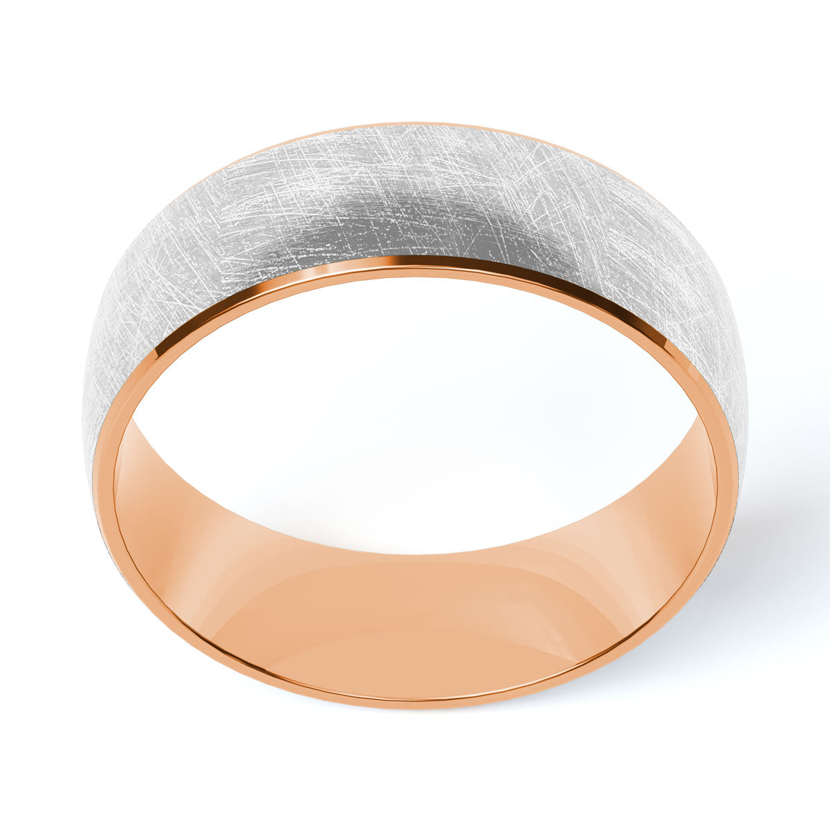 Comfort Fit 7MM Carved Wedding Band with Wide Scratched Inlay
