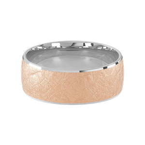 Comfort Fit 8MM Men's Wedding Ring with Wide Scratched Inlay