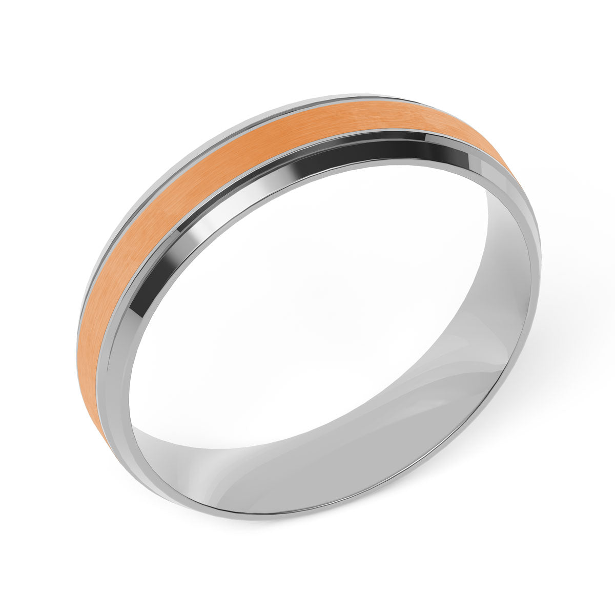 Comfort Fit 5MM Carved Beveled Wedding Band with Satin Inlay