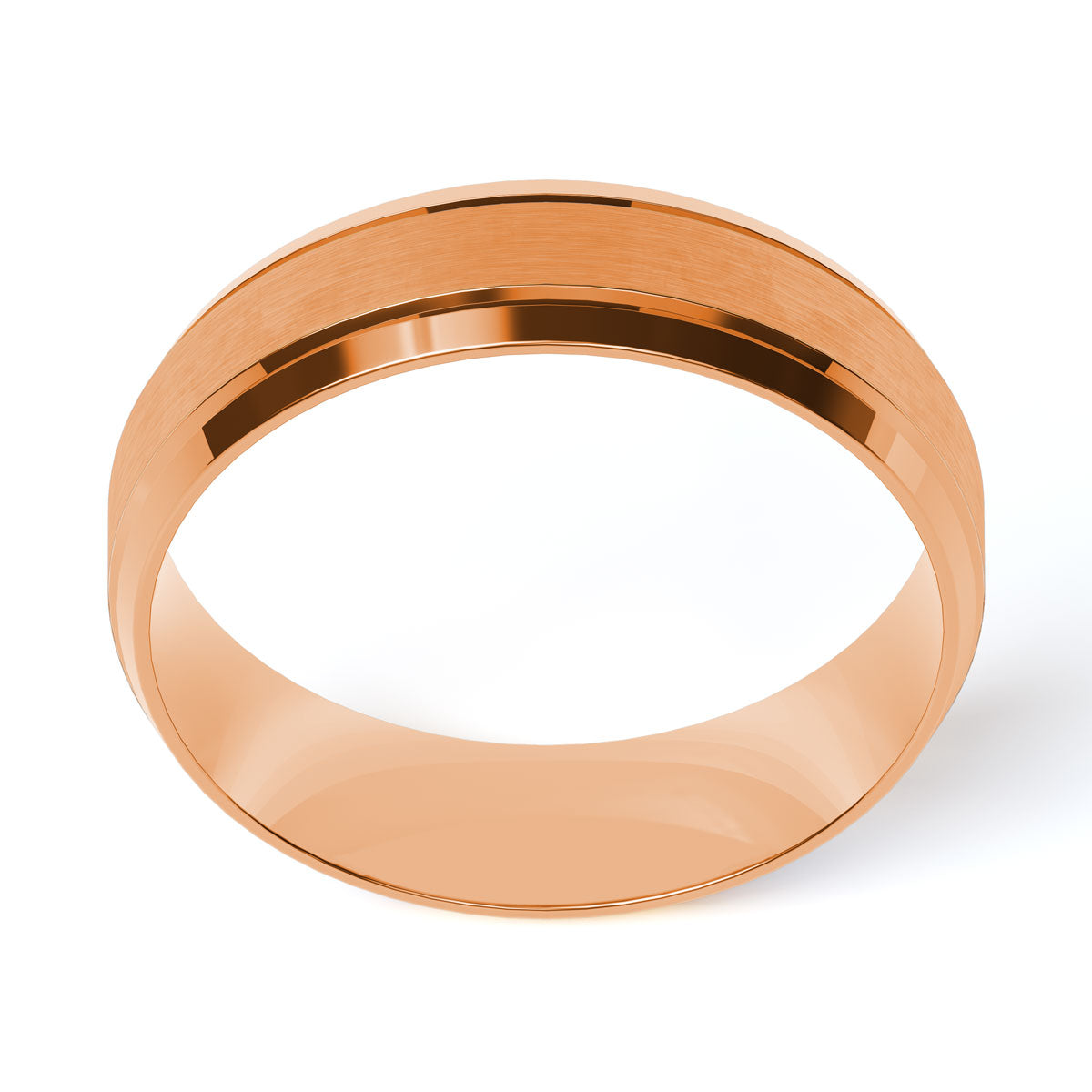 Comfort Fit 6MM Carved Beveled Wedding Band with Satin Inlay