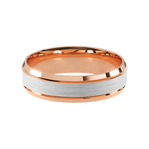 Comfort Fit 6MM Beveled Men's Wedding Ring with Satin Inlay