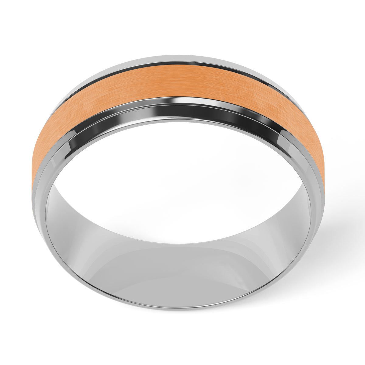 Comfort Fit 7MM Carved Beveled Wedding Band with Satin Inlay