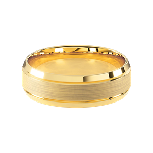 Comfort Fit 7MM Beveled Men's Wedding Ring with Satin Inlay