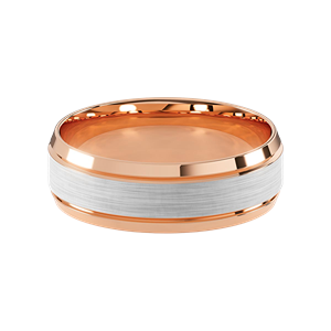 Comfort Fit 7MM Beveled Men's Wedding Ring with Satin Inlay