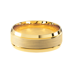 Comfort Fit 8MM Beveled Men's Wedding Ring with Satin Inlay