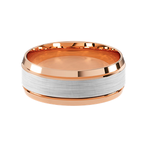 Comfort Fit 8MM Beveled Men's Wedding Ring with Satin Inlay