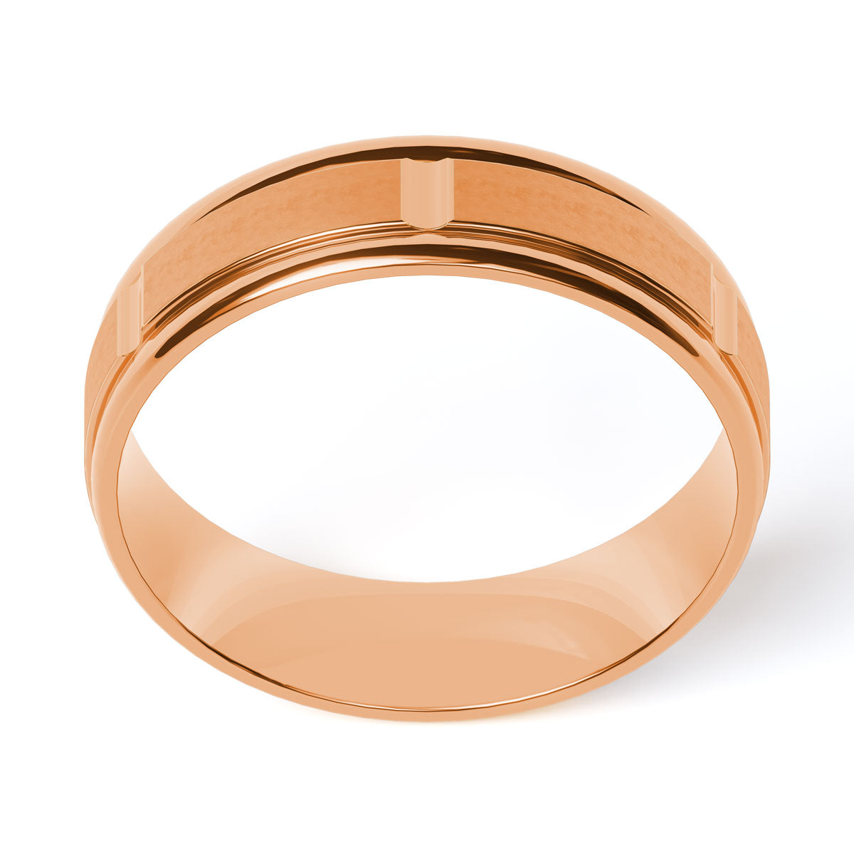 Comfort Fit 6MM Carved Wedding Band with Grooved Satin Inlay