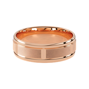 Comfort Fit 7MM Men's Wedding Ring with Grooved Satin Inlay