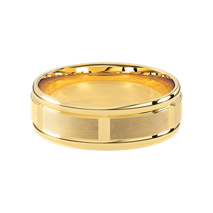 Comfort Fit 7MM Men's Wedding Ring with Grooved Satin Inlay