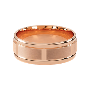 Comfort Fit 8MM Men's Wedding Ring with Grooved Satin Inlay