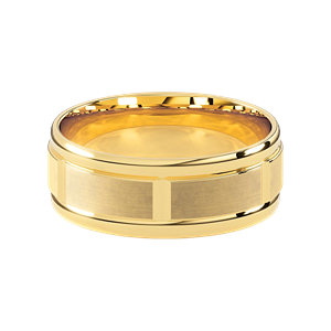 Comfort Fit 8MM Men's Wedding Ring with Grooved Satin Inlay