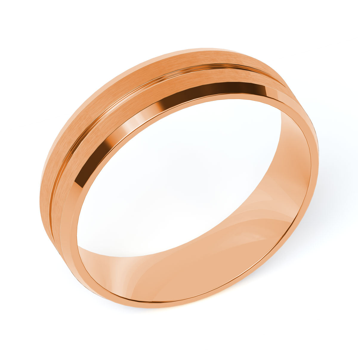 Comfort Fit 6MM Carved Beveled Wedding Band with Narrow Inlay