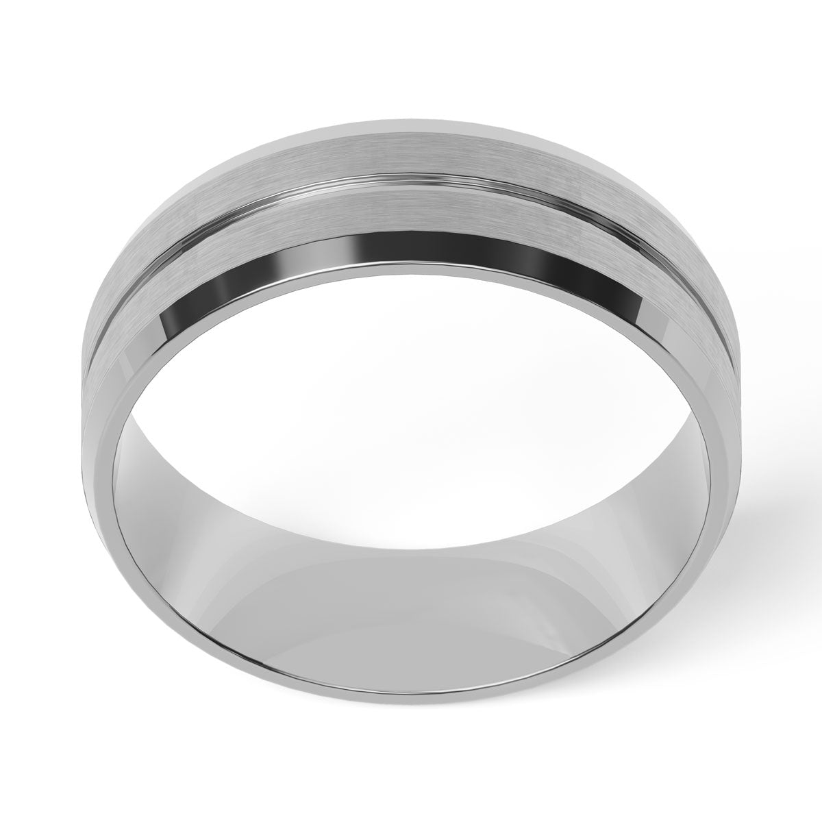 Comfort Fit 7MM Carved Beveled Wedding Band with Narrow Inlay
