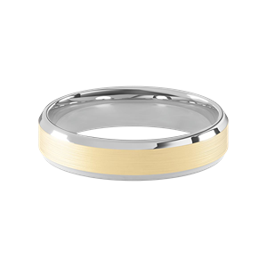 Comfort Fit 5MM Beveled Men's Wedding Ring with Wide Satin Inlay