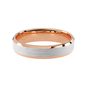 Comfort Fit 5MM Beveled Men's Wedding Ring with Wide Satin Inlay