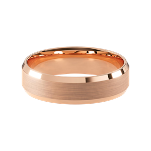 Comfort Fit 6MM Beveled Men's Wedding Ring with Wide Satin Inlay