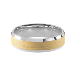 Comfort Fit 6MM Beveled Men's Wedding Ring with Wide Satin Inlay