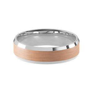 Comfort Fit 6MM Beveled Men's Wedding Ring with Wide Satin Inlay