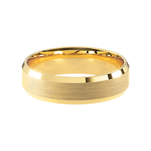 Comfort Fit 6MM Beveled Men's Wedding Ring with Wide Satin Inlay