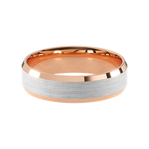 Comfort Fit 6MM Beveled Men's Wedding Ring with Wide Satin Inlay