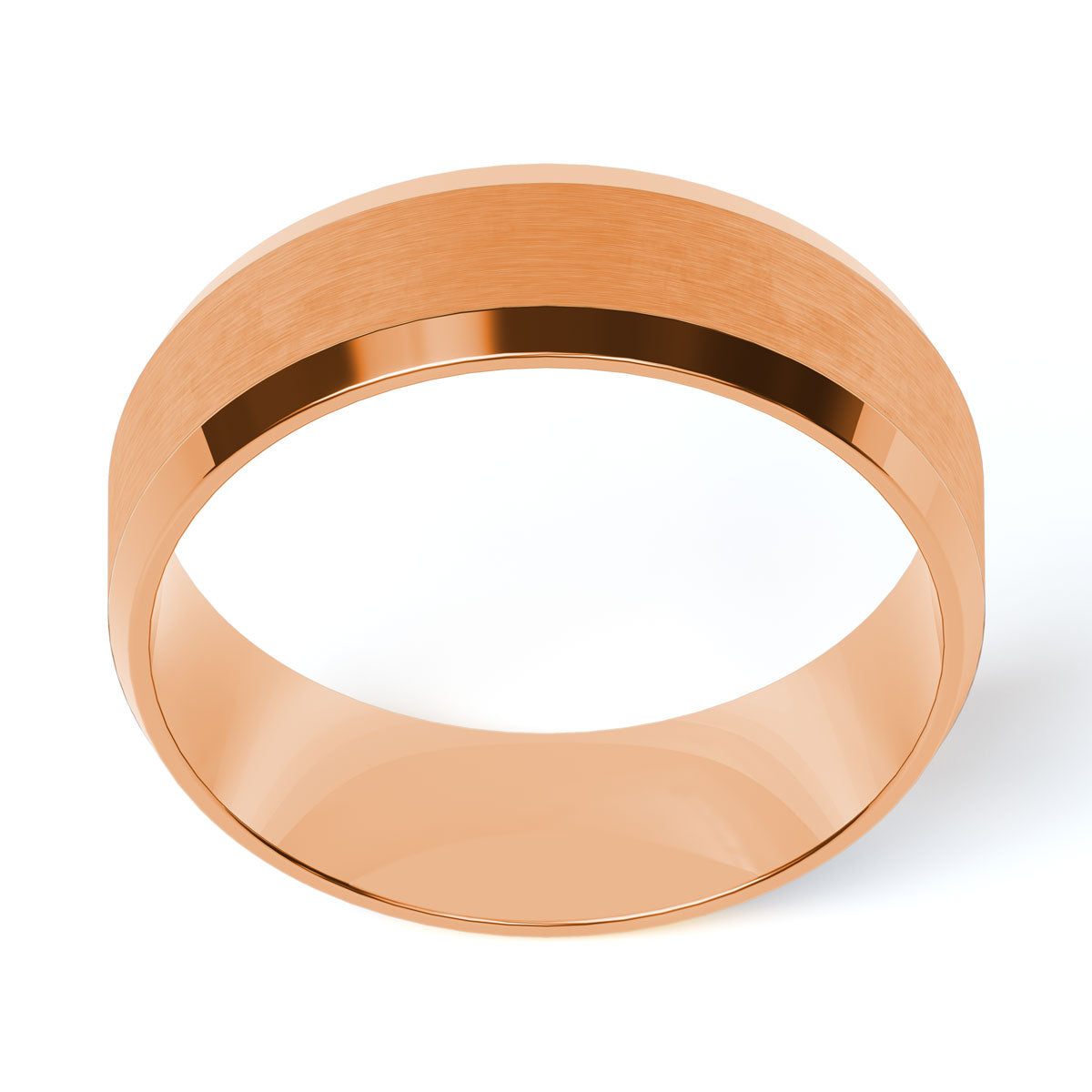 Comfort Fit 7MM Carved Beveled Wedding Band with Wide Satin Inlay