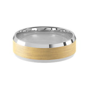 Comfort Fit 7MM Beveled Men's Wedding Ring with Wide Satin Inlay