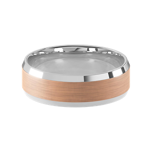 Comfort Fit 7MM Beveled Men's Wedding Ring with Wide Satin Inlay