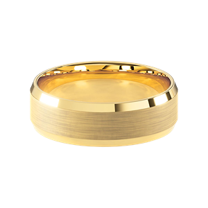 Comfort Fit 7MM Beveled Men's Wedding Ring with Wide Satin Inlay