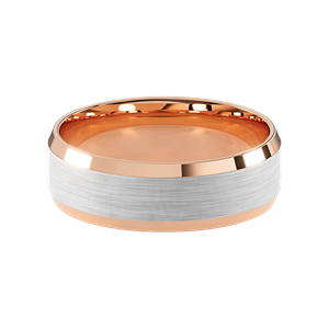 Comfort Fit 7MM Beveled Men's Wedding Ring with Wide Satin Inlay