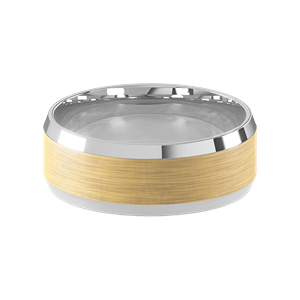 Comfort Fit 8MM Beveled Men's Wedding Ring with Wide Satin Inlay