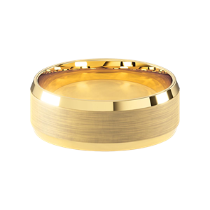 Comfort Fit 8MM Beveled Men's Wedding Ring with Wide Satin Inlay