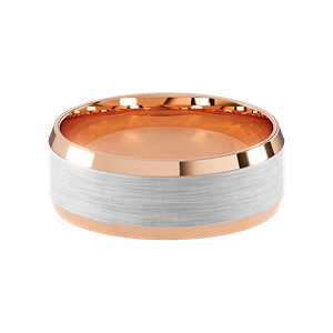 Comfort Fit 8MM Beveled Men's Wedding Ring with Wide Satin Inlay