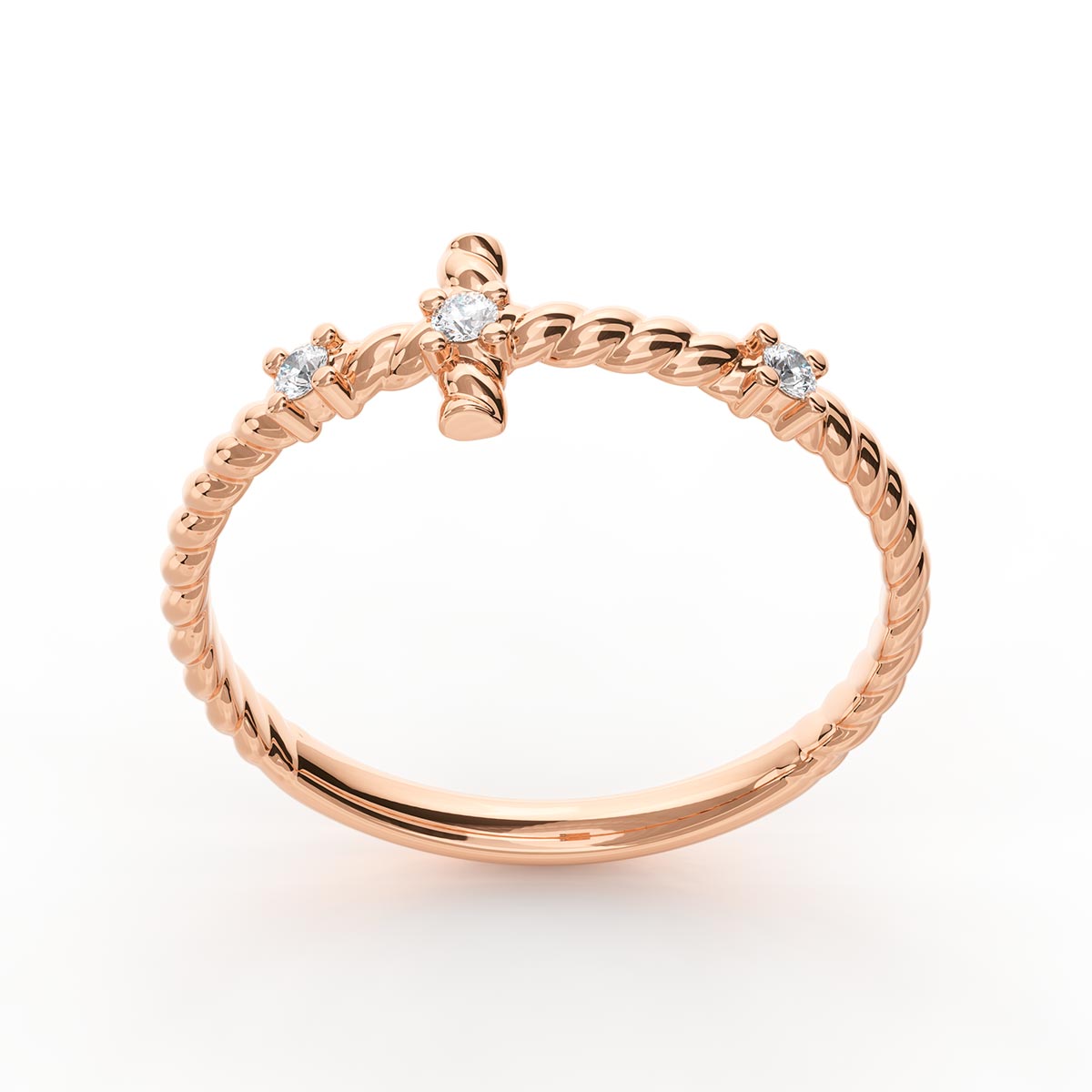 Stackable Twisted Cross Ring with Stones – Stakora